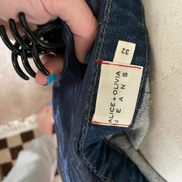 Alice + Olivia Jersey-trimmed Stretch-denim Halterneck Jumpsuit - Mid denim - Picture 12 of 13